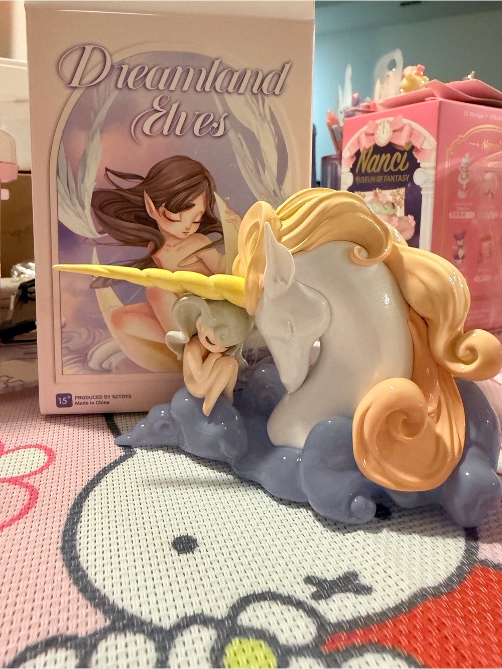Dreamland Elves Unicorn & Fairy Figurine - Pastel Pink, Yellow, Blue